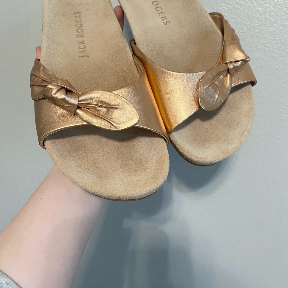 Jack Rogers Dorothy Rose Gold Knotted Bow Comfort Slides Sandals Size 9 - Picture 4 of 6
